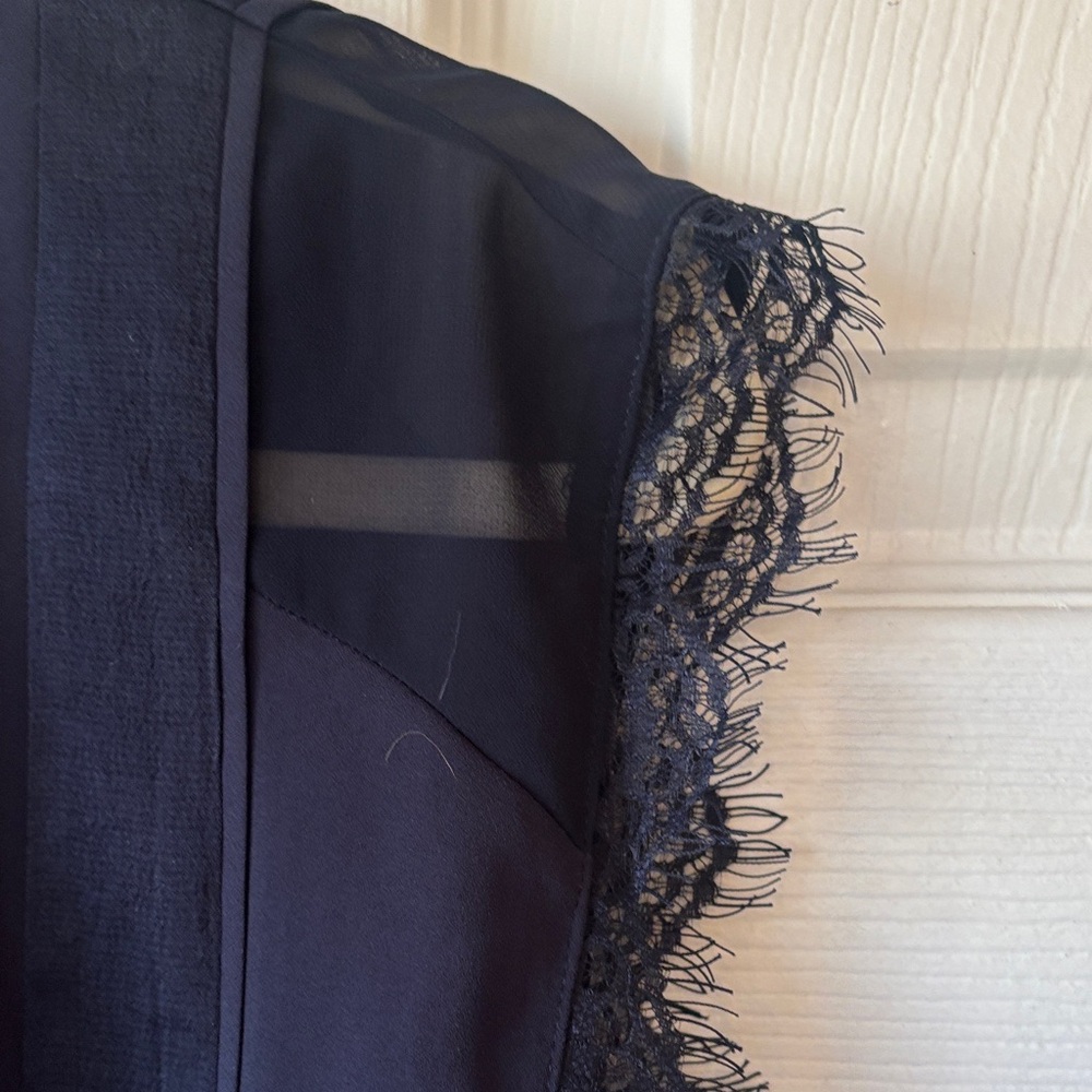Express Elegant Navy Lace Sleeve Blouse